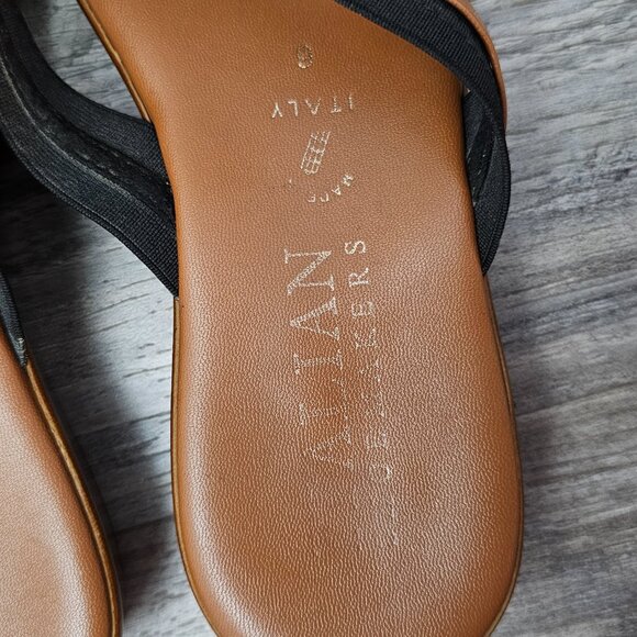 Italian Shoemakers Vale Women's Thong Tan Black Slip On Flip Flop Heel Sandals - Picture 7 of 11